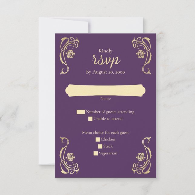 Mittelalterliche Königliche Rose Hochzeit RSVP-Kar RSVP Karte (Vorderseite)