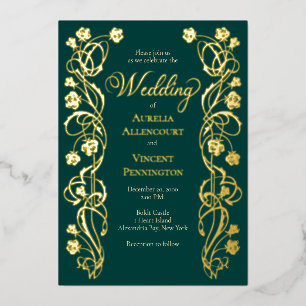 Mittelalterliche Königliche Rosen Hochzeit Folieneinladung