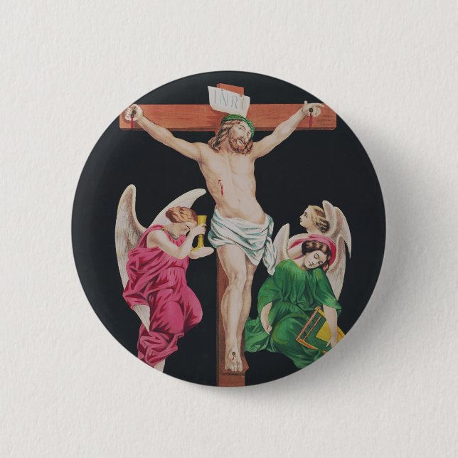 Mittelalterliche Kreuzigung Jesu Christi Button (Vorderseite)