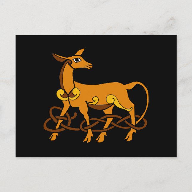 Mittelalterliche Kunst keltischer Knoten Braun Hir Postkarte (Vorderseite)