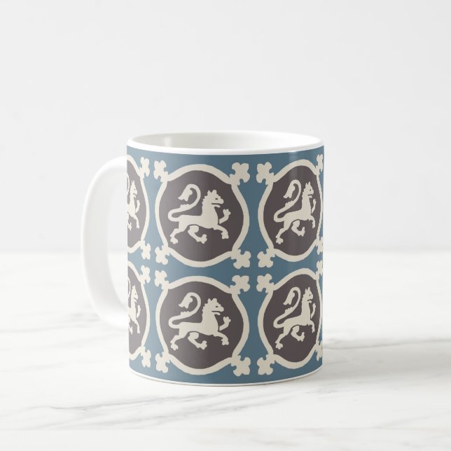 Mittelalterliche Lion Tiles Coffee Tasse (Vorderseite Links)