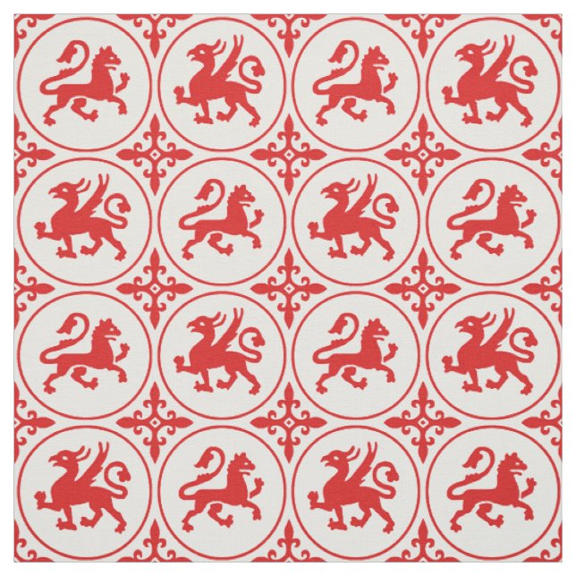 mittelalterliche Löwen und Griffins Stoff (Muster)