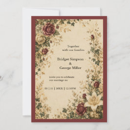 Mittelalterliche Märchen-Botanik-Rosen-Lilien-Hoch Einladung