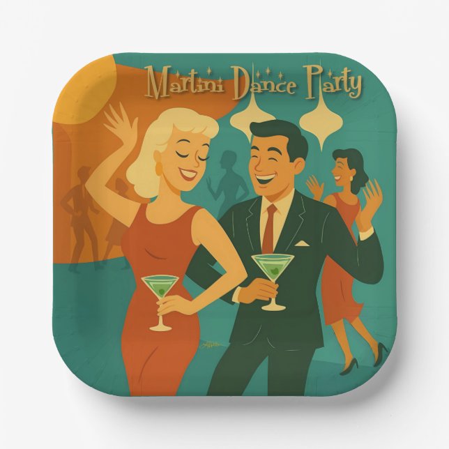 Mittelalterliche Martini-Tanzparty Pappteller (Vorderseite)