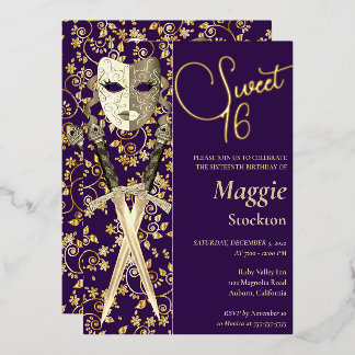 Mittelalterliche Masquerade Sweet 16 Einladung