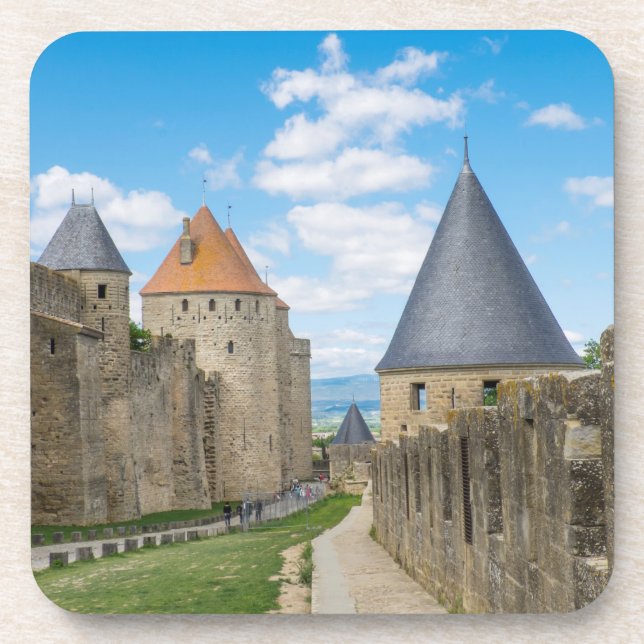 Mittelalterliche Mauern von Carcassonne Getränkeuntersetzer (Vorderseite)