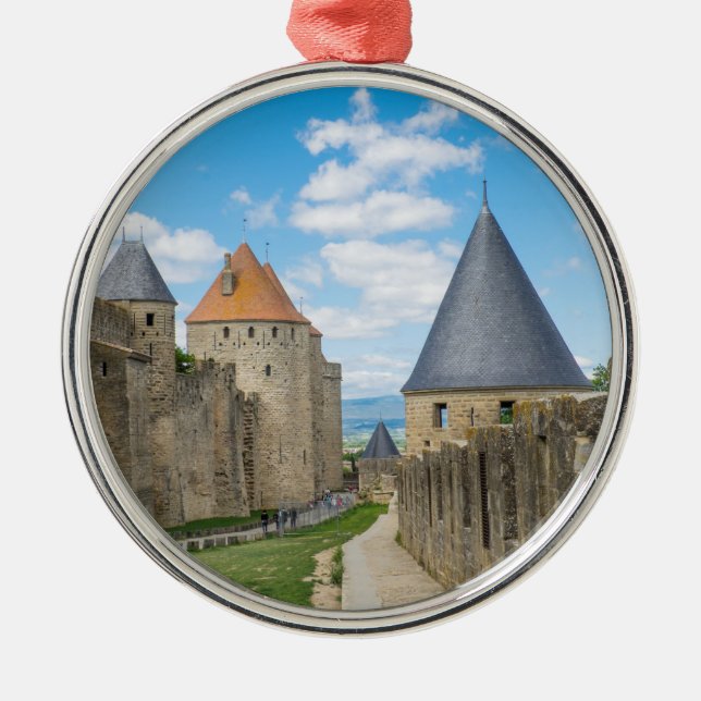 Mittelalterliche Mauern von Carcassonne Ornament Aus Metall (Vorne)