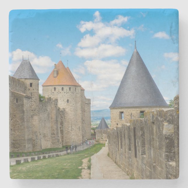 Mittelalterliche Mauern von Carcassonne Steinuntersetzer (Vorderseite)