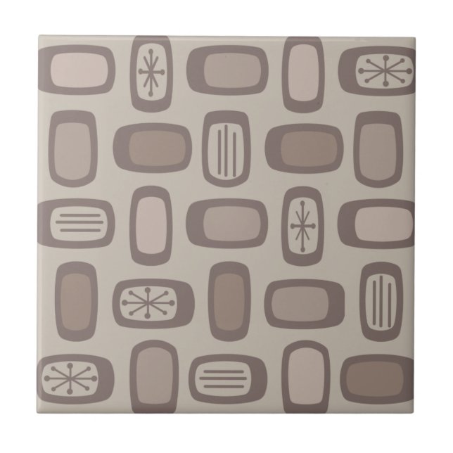 Mittelalterliche MCM abgerundete Rechtecke Taupe Fliese (Vorderseite)