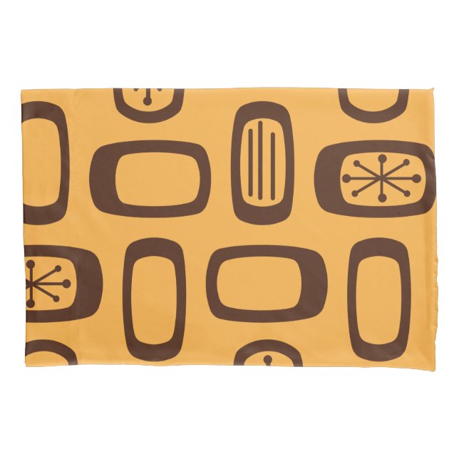 Mittelalterliche MCM-Rundrechtecke Orange Kissenbezug (Vorderseite)