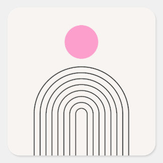 Mittelalterliche Moderne 01 Sonne und Regenbogen W Quadratischer Aufkleber