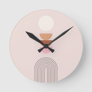 Mittelalterliche Moderne 08 Arch Blush Pink Runde Wanduhr