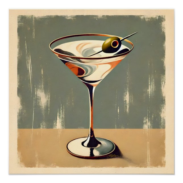 Mittelalterliche Moderne 1 Olive Martini Malerei Poster (Vorderseite)