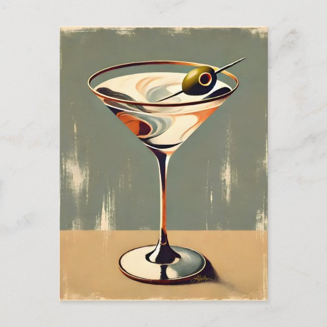 Mittelalterliche Moderne 1 Olive Martini Malerei Postkarte (Vorderseite)