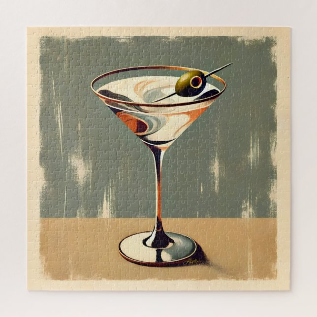 Mittelalterliche Moderne 1 Olive Martini Malerei Puzzle (Vertikal)