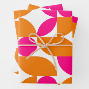 Mittelalterliche Moderne Abstrakt 26 Rosa und Oran Geschenkpapier Set