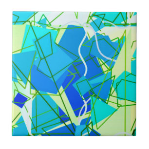Mittelalterliche Moderne Abstrakt, Aqua & Cerulean Fliese