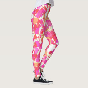 Mittelalterliche Moderne Abstrakt, Fuchsia, Coral Leggings