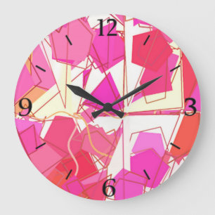 Mittelalterliche Moderne Abstrakt, Fuchsia und Kor Große Wanduhr