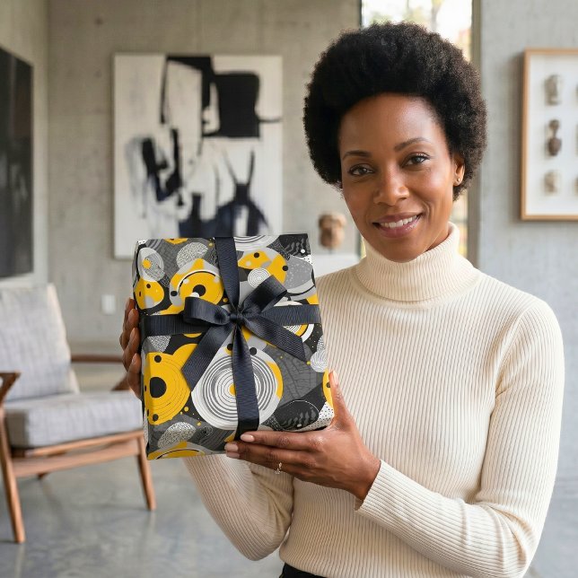 Mittelalterliche moderne Abstrakte Kreislaufafrika Geschenkpapier (Mid Century Modern Abstract Circle African Ankara Wrapping Paper)