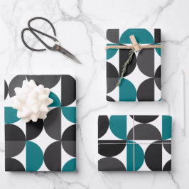 Mittelalterliche Moderne Abstrakte Muster Blau & W Geschenkpapier Set