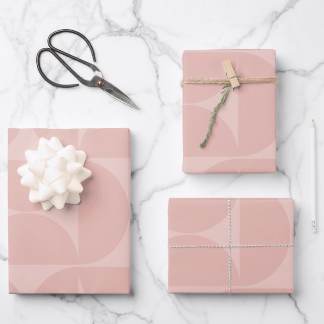 Mittelalterliche Moderne Abstrakte Muster Blush Pi Geschenkpapier Set (Vorderseite)