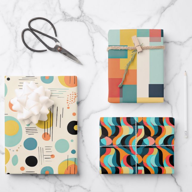 Mittelalterliche Moderne Abstrakte Muster Geschenkpapier Set (Vorderseite)
