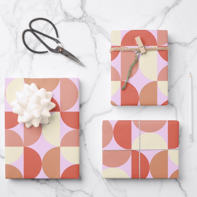Mittelalterliche Moderne Abstrakte Muster rosa Geschenkpapier Set (Vorderseite)