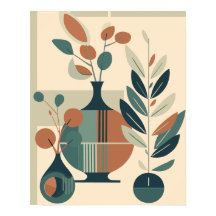 Mittelalterliche Moderne Abstrakte Vasen und Pflan