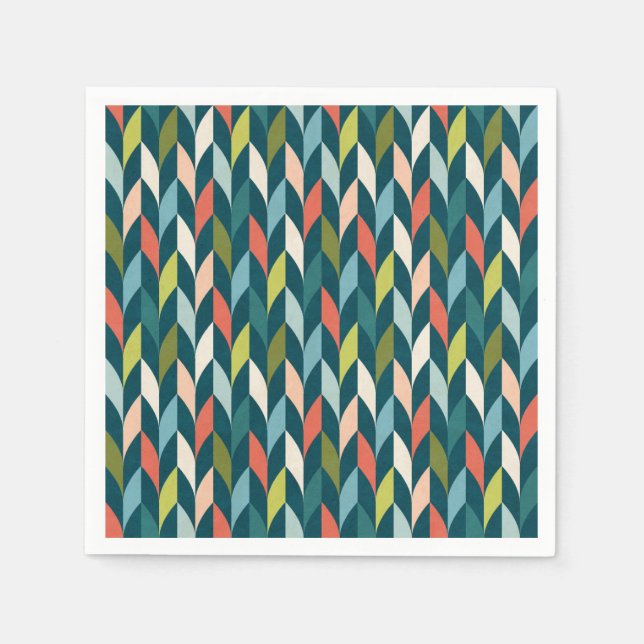 Mittelalterliche Moderne Aquamarin- und Korallenmu Serviette (Vorderseite)