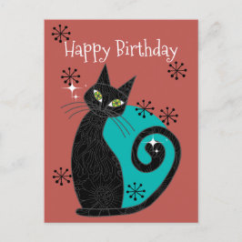 Mittelalterliche moderne Atomkatzenrinne Happy Bir Postkarte
