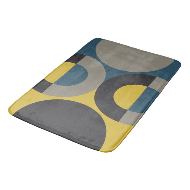 Mittelalterliche Moderne blaugelbe Gunmetall Badematte (Schrägansicht)