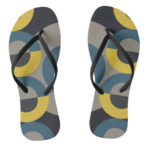 Mittelalterliche Moderne blaugelbe Gunmetall Flip Flops