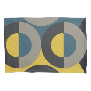Mittelalterliche Moderne blaugelbe Gunmetall Kissenbezug