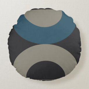 Mittelalterliche Moderne blaugelbe Gunmetall Rundes Kissen