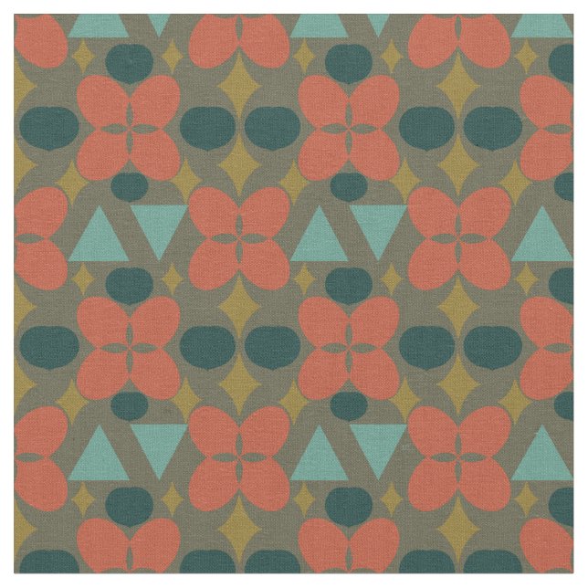 Mittelalterliche moderne Blume Diamant Green Patte Stoff (Nahaufnahme)