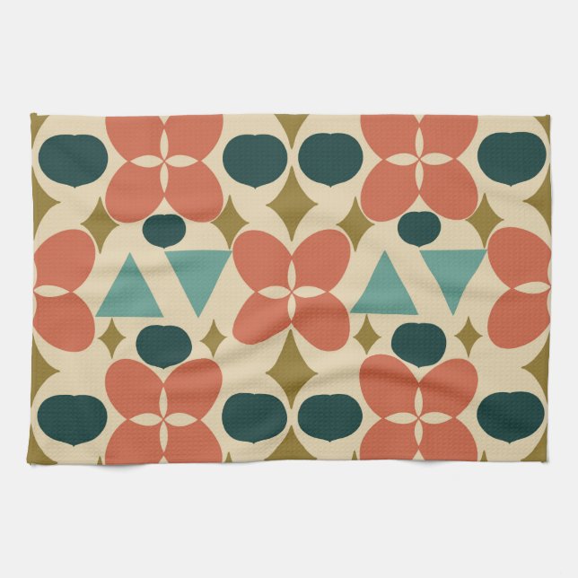 Mittelalterliche moderne Blume Diamantgelb Geschirrtuch (Horizontal)