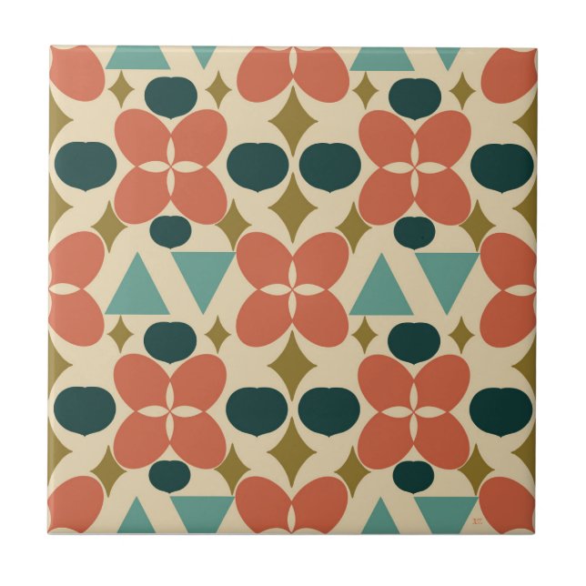 Mittelalterliche moderne Blume Diamantgelbe Tile Fliese (Vorderseite)