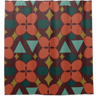 Mittelalterliche Moderne Blume Diamantrotes Muster Duschvorhang