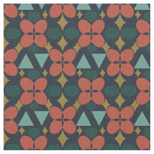 Mittelalterliche moderne Blume Diamond Blue Patter Stoff (Nahaufnahme)
