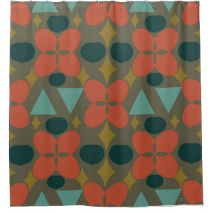 Mittelalterliche moderne Blume Diamond Green Duschvorhang