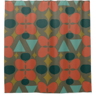 Mittelalterliche moderne Blume Diamond Green Duschvorhang