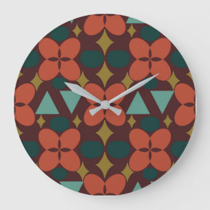 Mittelalterliche moderne Blume Diamond Rot Große Wanduhr