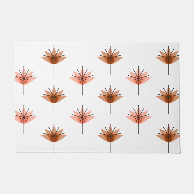Mittelalterliche Moderne Blume Orange Fußmatte (Vorderseite)