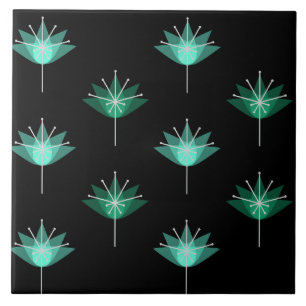 Mittelalterliche Moderne Blume Schwarz Türkis Fliese