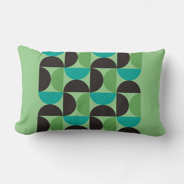 Mittelalterliche Moderne Braun Grün und Türkis Lendenkissen (Vorderseite)