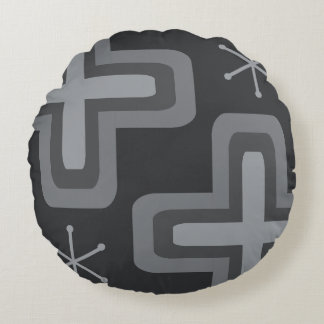 Mittelalterliche moderne Crosses Dunkelgrau Rundes Kissen