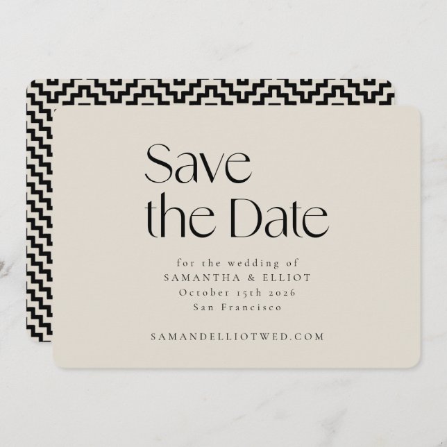 Mittelalterliche Moderne Elegante Geometrische Sch Save The Date (Vorne/Hinten)
