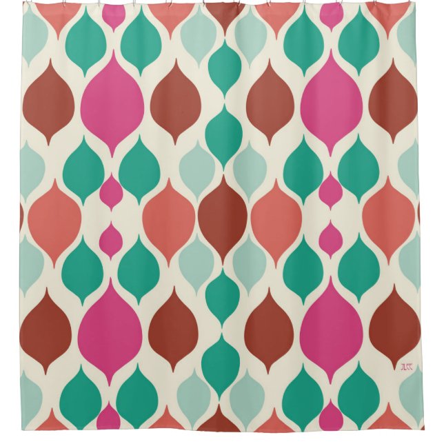 Mittelalterliche moderne, farbenfrohe Geometrie Duschvorhang (Vorderseite)