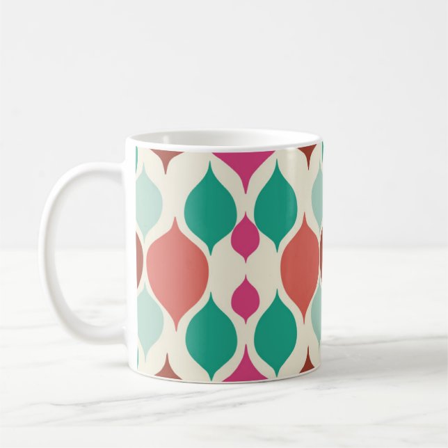 Mittelalterliche moderne, farbenfrohe Geometrie Kaffeetasse (Links)
